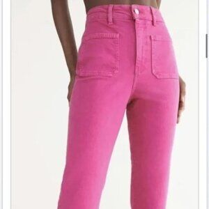 ❤️ ZARA HIGH RISE HOT PINK SAILOR FLARE JEANS IN FUSCHIA, SIZE 6